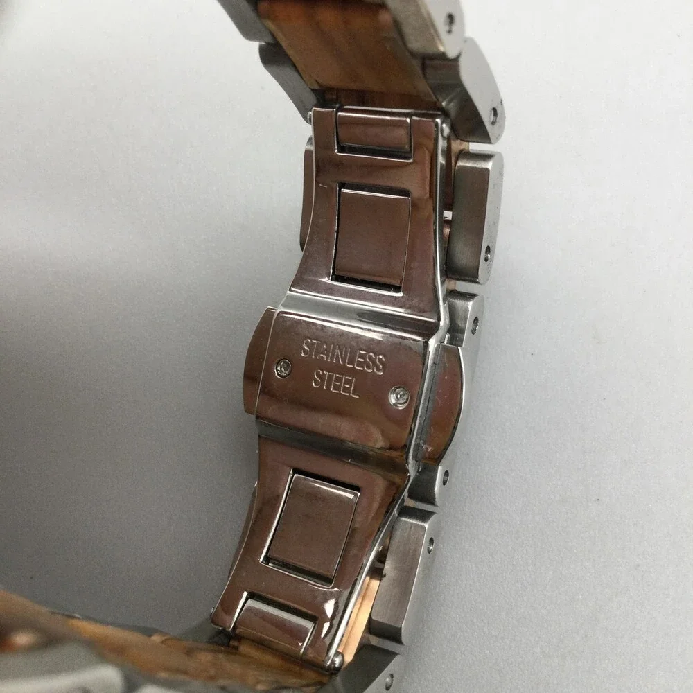 Maui Kool Paia Womens Watch 34mm Two Tone Wood Palm Tree New Battery 6.5